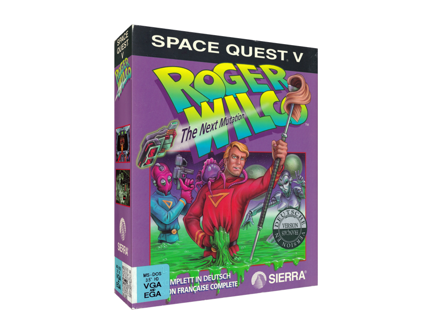 Hi-res 3D box of Space Quest V: The Next Mutation (1993, PC, DE/FR) available at https://bigboxcollection.com