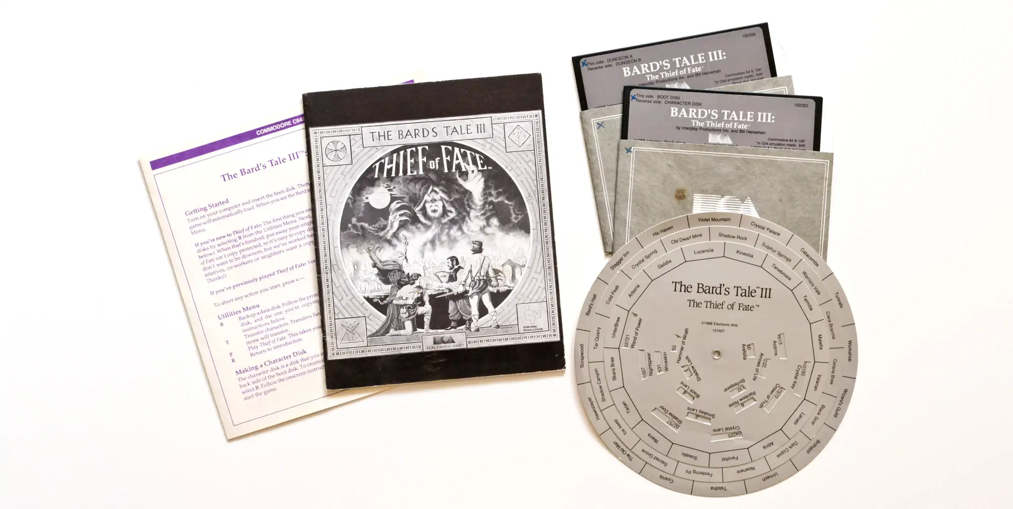 Photo of the content of The Bard's Tale III: Thief of Fate (1988, C64, US); developed by Interplay Productions, Inc., published by Electronic Arts, Inc.; Hi-res 3D box available at https://bigboxcollection.com