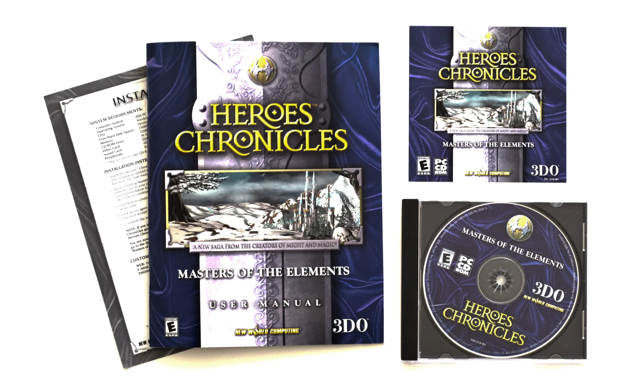 Photo of the content of Heroes Chronicles: Masters of the Elements (2000, PC, US) Photo of the content of Heroes Chronicles: Masters of the Elements (2000, PC, US); developed by New World Computing, Inc., published by 3DO Company, The; Hi-res 3D box available at https://bigboxcollection.com