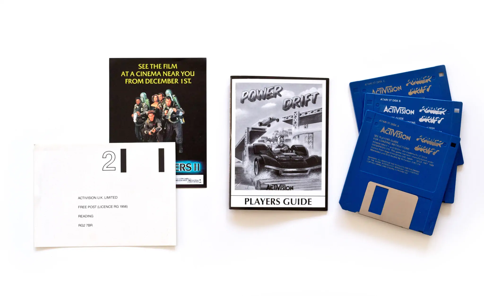 Photo of the content of Power Drift (1989, Atari ST, UK) Photo of the content of Power Drift (1989, Atari ST, UK); developed by SEGA Enterprises Ltd., published by Activision, Inc.; Hi-res 3D box available at https://bigboxcollection.com