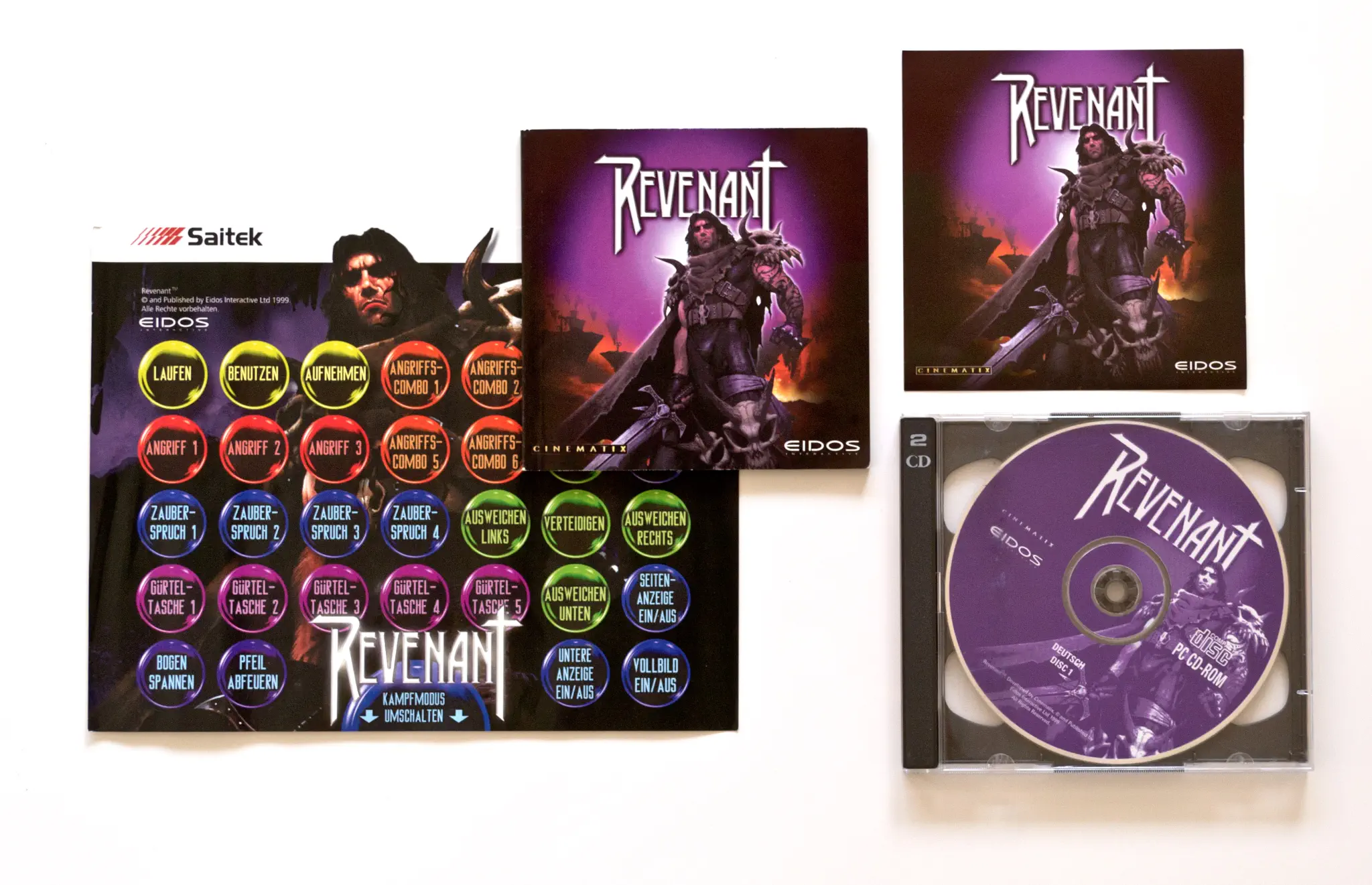 Photo of the content of Revenant (1999, PC, DE) Photo of the content of Revenant (1999, PC, DE); developed by Cinematix Studios, Inc., published by Eidos Interactive Limited; Hi-res 3D box available at https://bigboxcollection.com