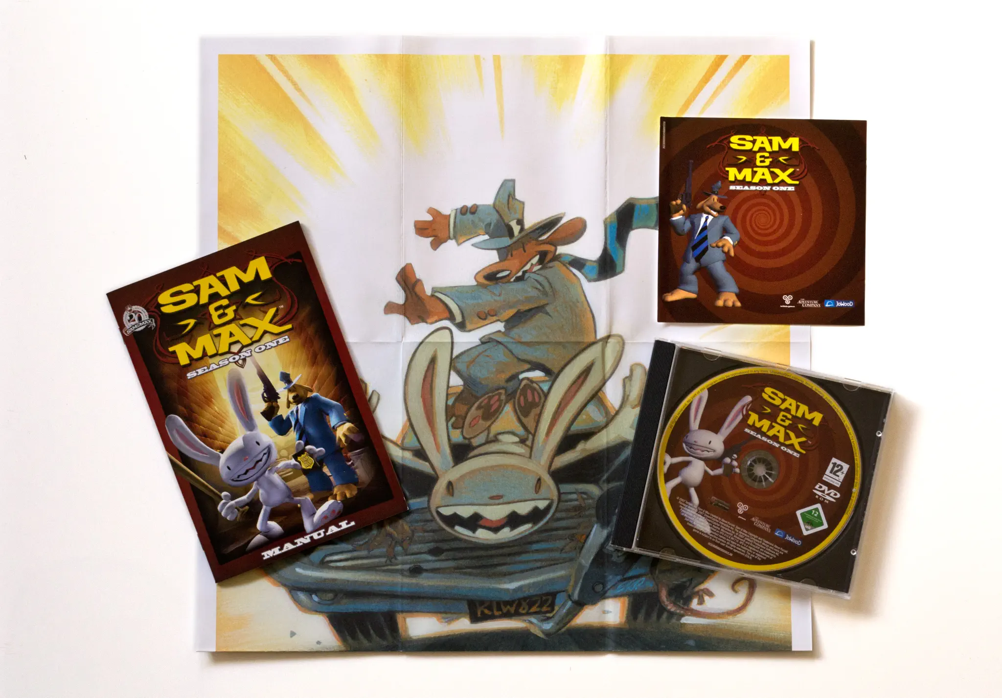 Photo of the content of Sam & Max: Season One (2007, PC, DE); developed by Telltale, Inc., published by JoWooD Productions Software AG; Hi-res 3D box available at https://bigboxcollection.com
