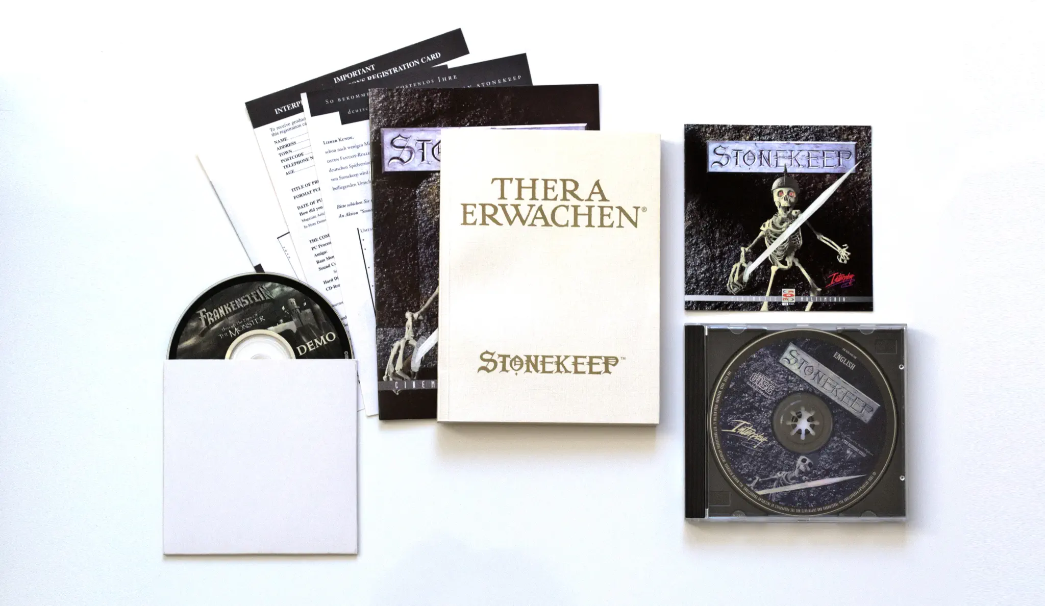 Photo of the content of Stonekeep (1995, PC, DE); developed by Interplay Productions, Inc., published by Interplay Productions Ltd.; Hi-res 3D box available at https://bigboxcollection.com