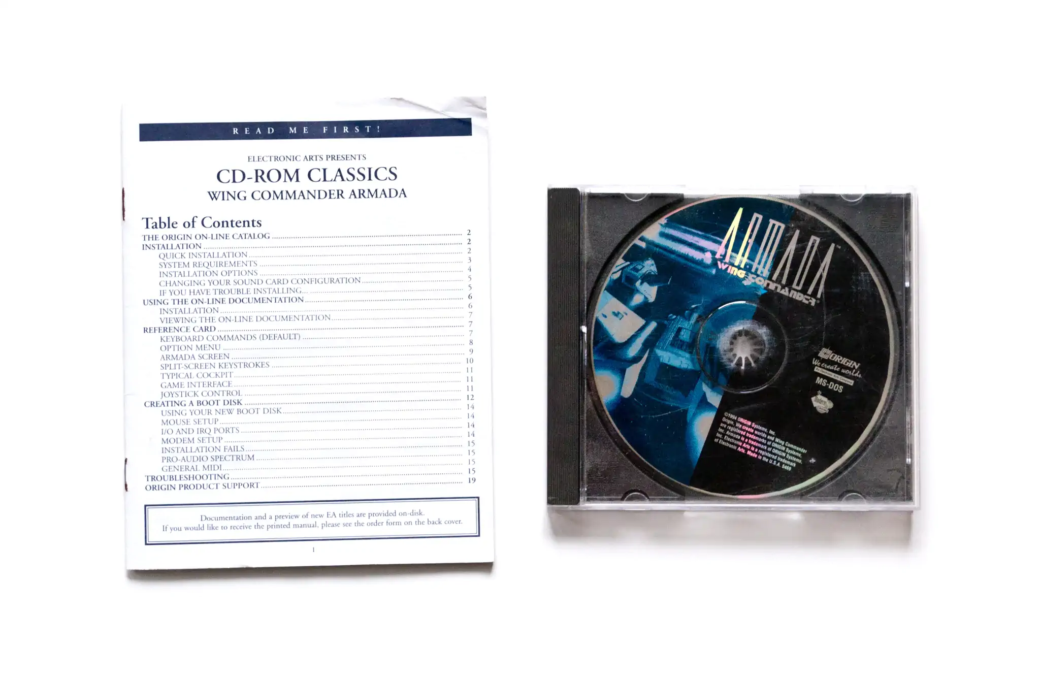 Photo of the content of Wing Commander Armada (1994, PC, US, CD-ROM Classics) Photo of the content of Wing Commander Armada (1994, PC, US, CD-ROM Classics); developed by ORIGIN Systems, Inc., published by Electronic Arts, Inc.; Hi-res 3D box available at https://bigboxcollection.com