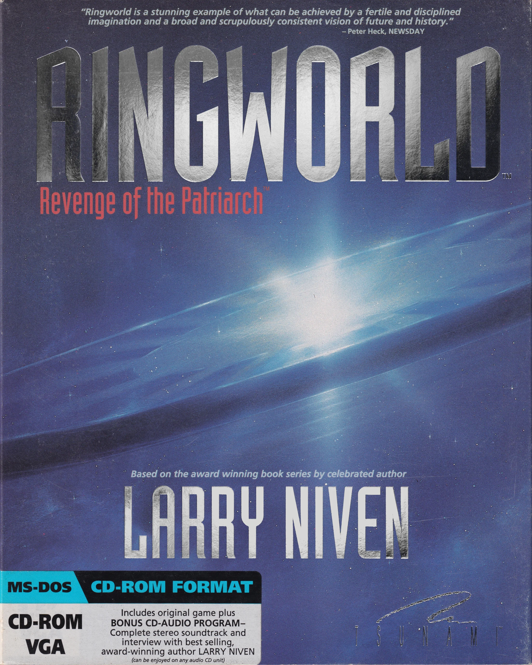 Hi-res scan of the front cover artwork of Ringworld: Revenge of the Patriarch (1992, PC, US); developed by , published by ; Hi-res 3D box available at https://bigboxcollection.com