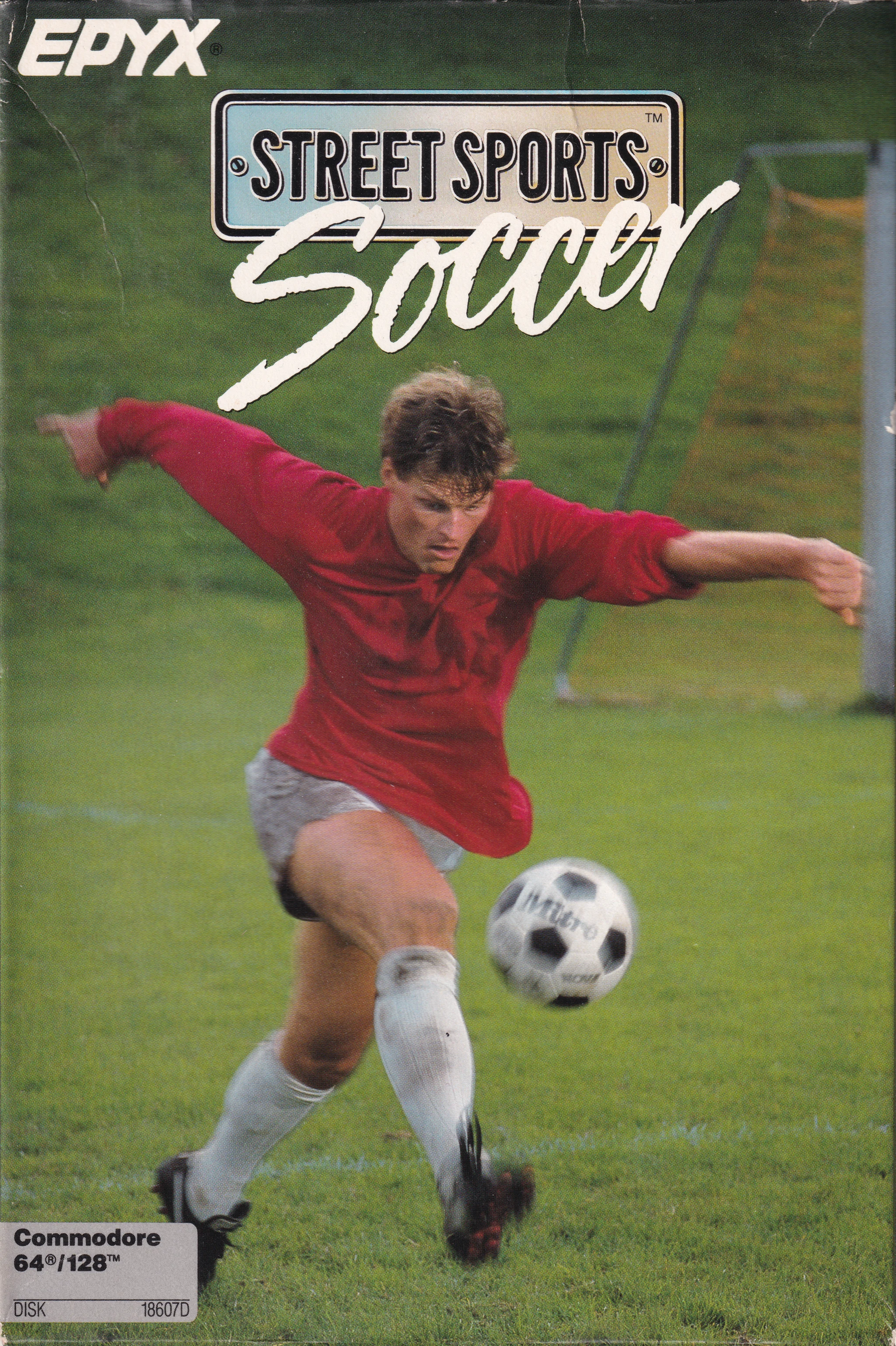 Hi-res scan of the front cover artwork of Street Sports Soccer (1988, C64, US); developed by , published by ; Hi-res 3D box available at https://bigboxcollection.com